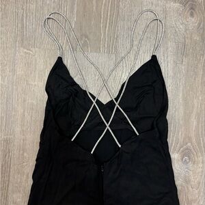 h&m sparkly glitter strap mini black dress